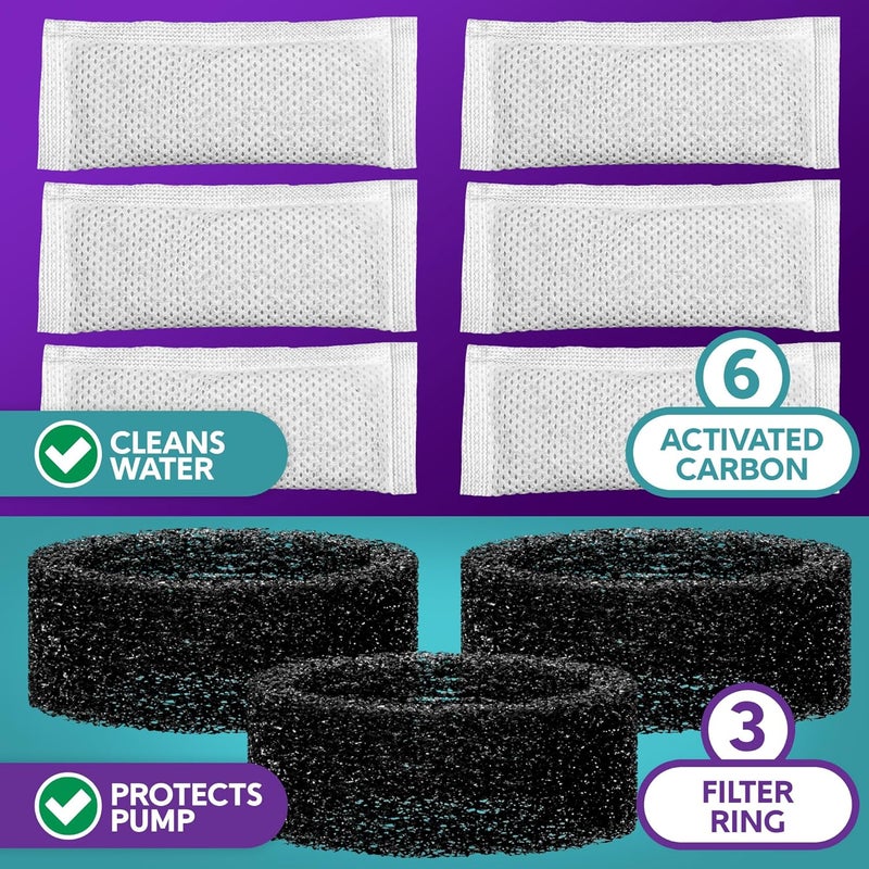 Brook Glass Pet Fountain Filter Replacement Set – 3 Filter Rings & 6 Activated Carbon Pouches – 3 Month Supply Replacement Filters Set for Cat Fountain - Image 4